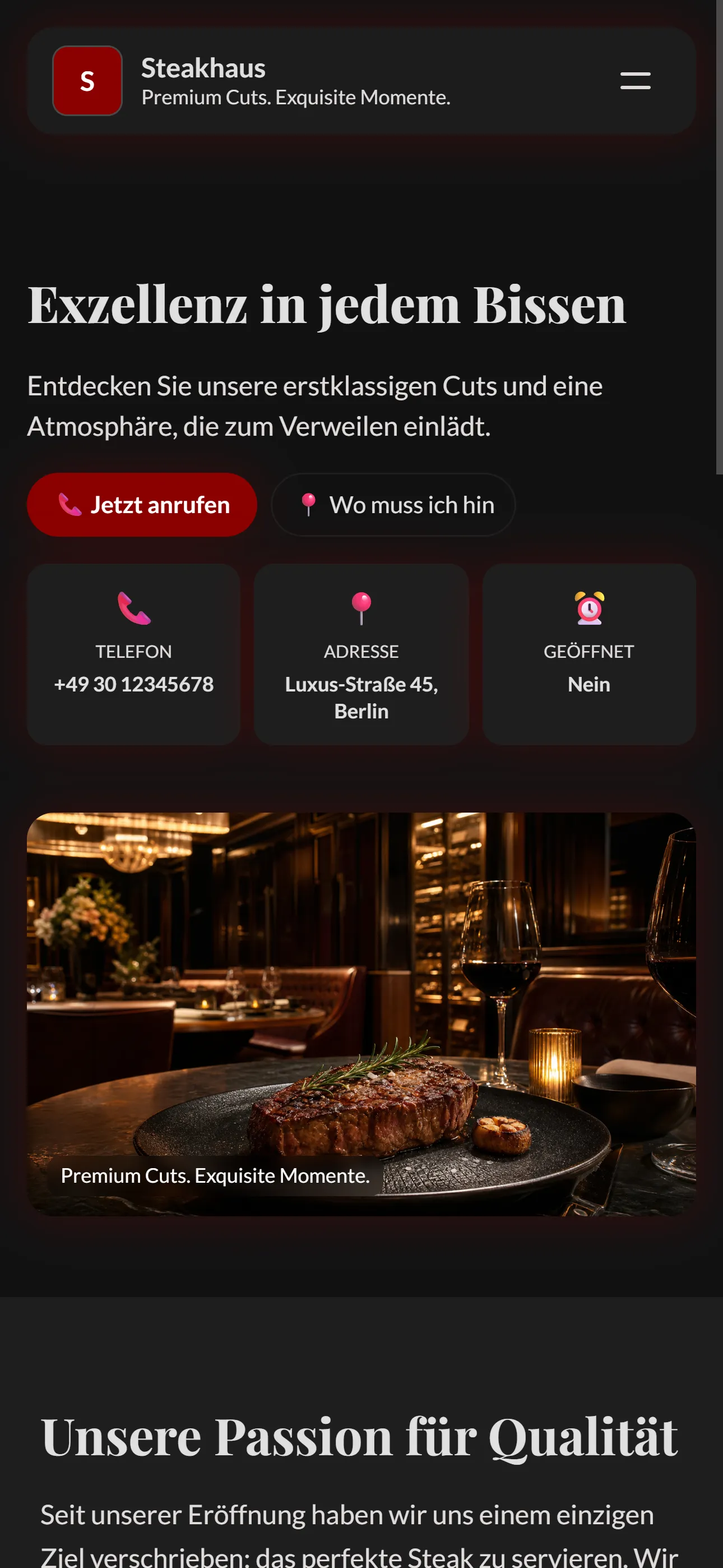 Steakhaus Beispiel
