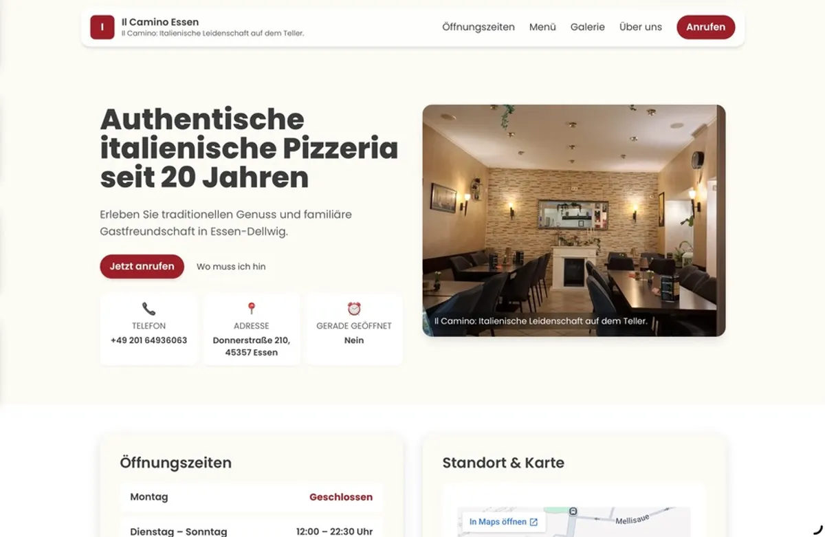 Professionelle Restaurant-Website mit digitaler Speisekarte